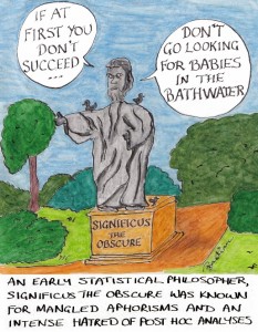 Cartoon about the dangers of retrospective analysis